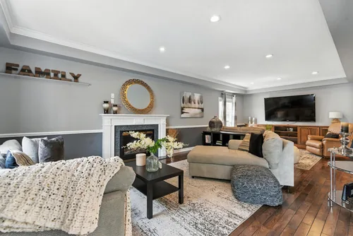 Family room with fireplace