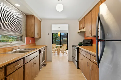 Bright galley kitchen